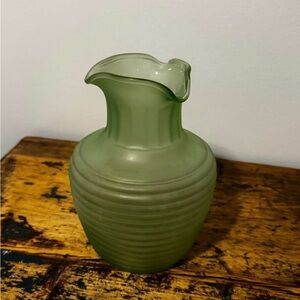 Frosted Uranium Green Glass Pitcher - Home Accents